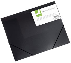 Q-CONNECT elastomap, A4, 3 kleppen en elastieken, transparant PP, zwart Q-CONNECT elastomap, A4, 3 kleppen en elastieken, transparant PP, zwart