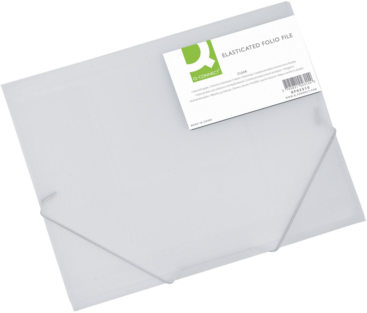 Q-CONNECT elastomap, A4, 3 kleppen en elastieken, transparant PP, transparant afbeelding