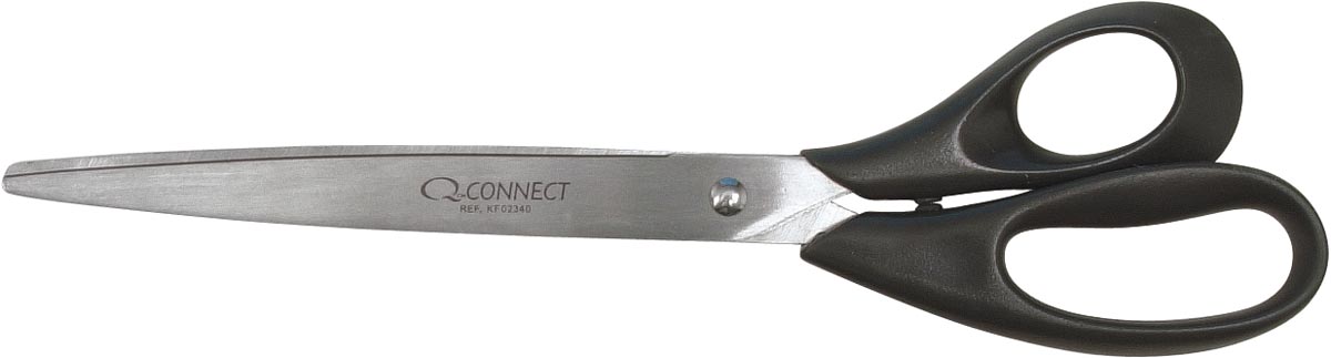 Q-CONNECT schaar, ft 25,5 cm, rechts, ronde punt, RVS, zwart, blister van 1 stuk