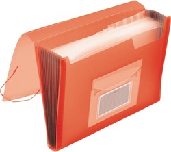Q-CONNECT trieur, A4, PP transparent, avec 13 compartiments, fermeture à élastiques, rouge