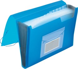 Q-CONNECT trieur, A4, PP transparent, avec 13 compartiments, fermeture à élastiques, transparent bleu