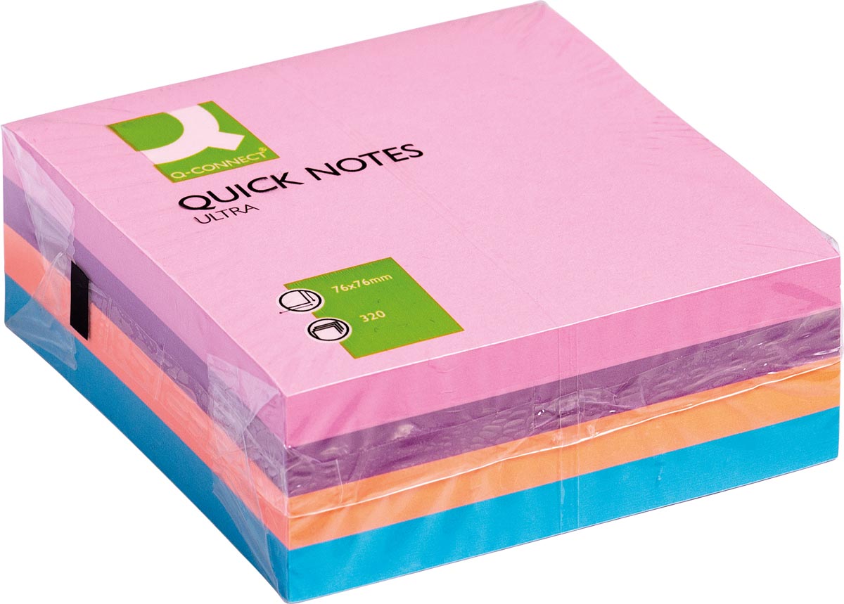 Q-CONNECT Quick Notes, ft 76 x 76 mm, 320 vel, geassorteerde kleuren afbeelding