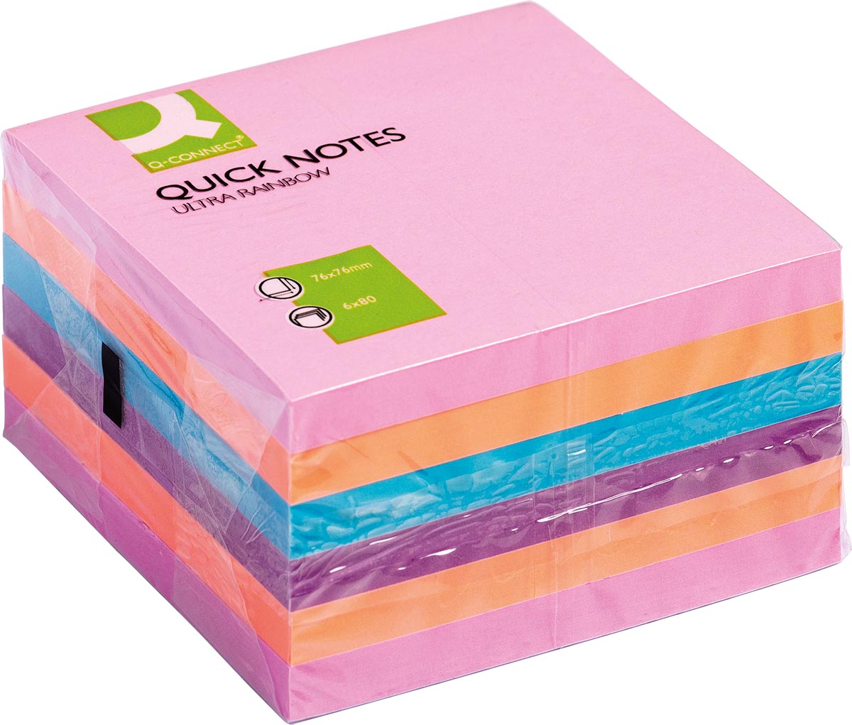 Q-CONNECT Quick Notes, ft 76 x 76 mm, 80 vel, pak van 6 blokken in 4 verschillende kleuren Q-CONNECT Quick Notes, ft 76 x 76 mm, 80 vel, pak van 6 blokken in 4 verschillende kleuren