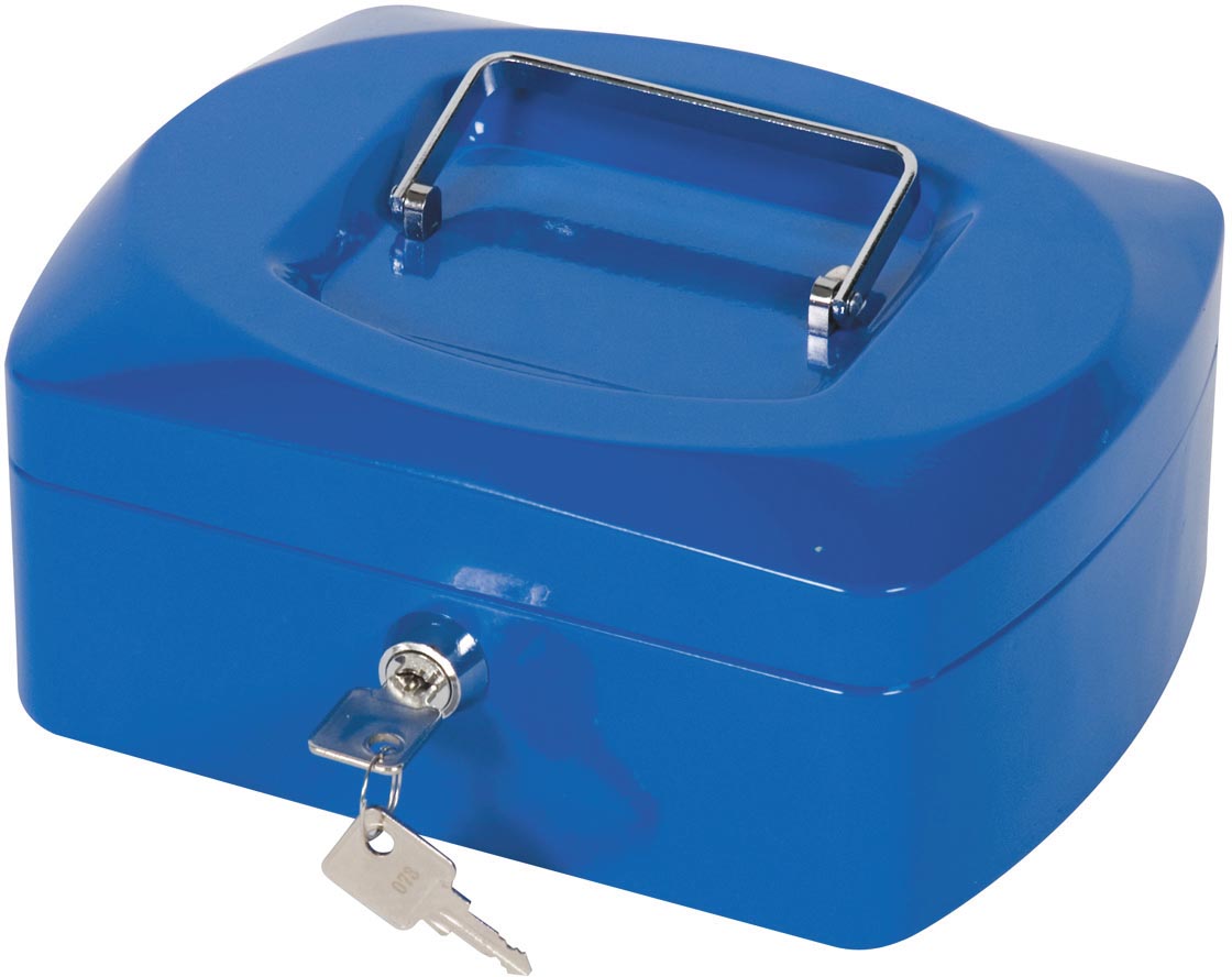 Q-CONNECT geldkoffer, 205 x 160 x 85 mm, blauw afbeelding