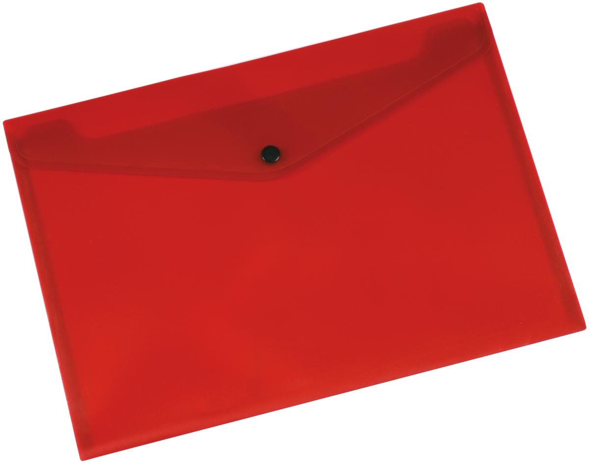Q-CONNECT documentenmap, A4, transparante PP, drukknopsluiting, rood afbeelding