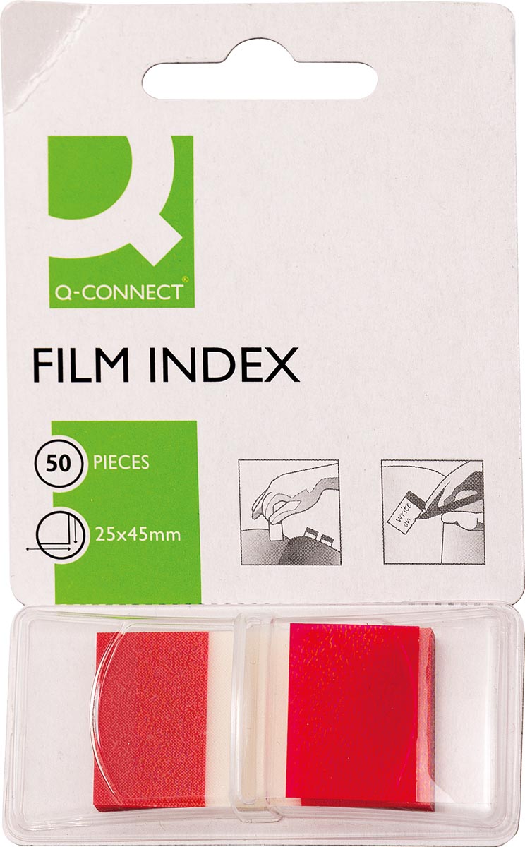 Q-CONNECT index, ft 25 x 45 mm, 50 tabs, rood afbeelding
