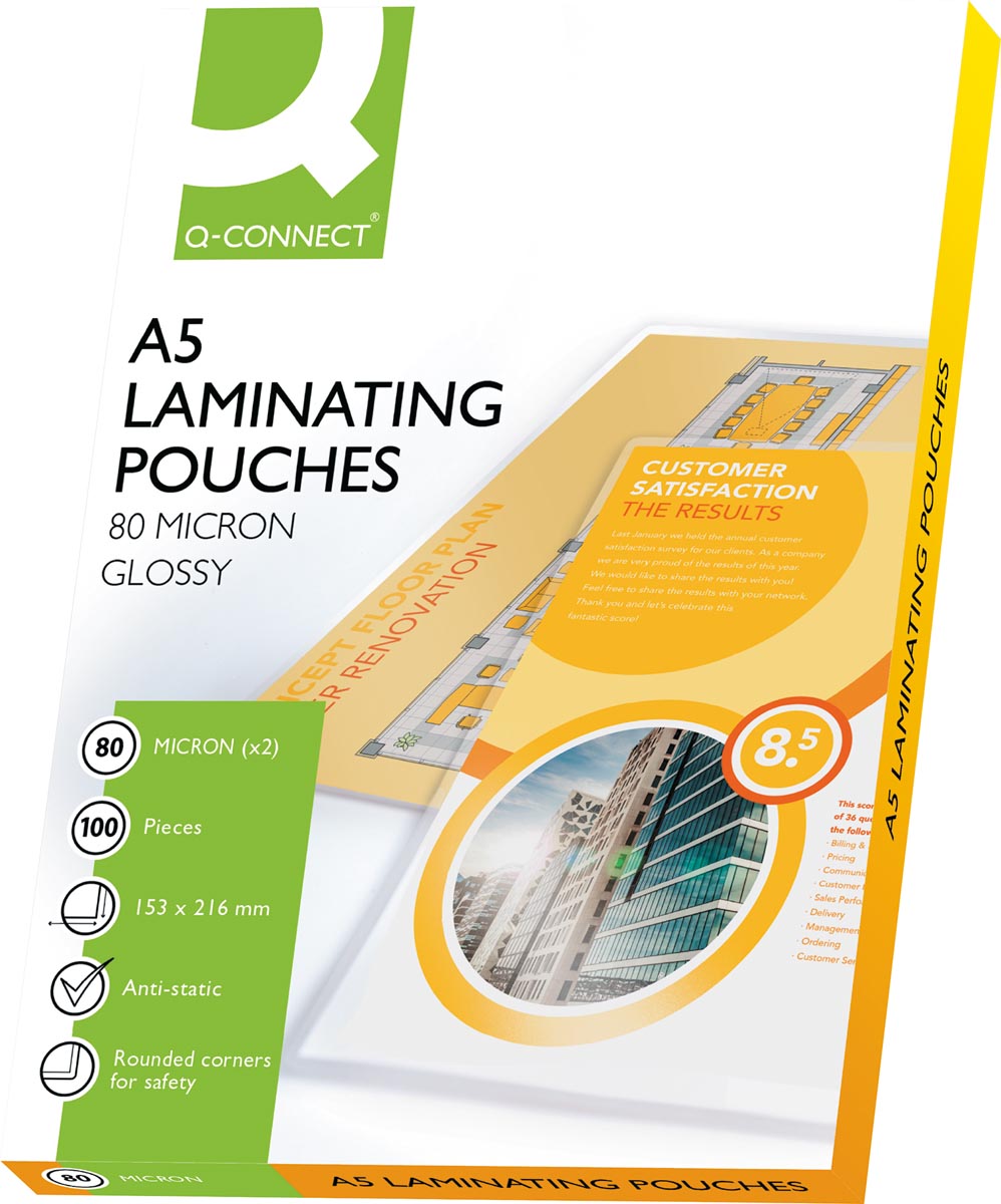 Q-CONNECT lamineeretui A5 2x 80 micron 100 stuks afbeelding