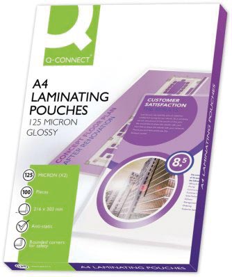 Q-Connect lamineeretui A4 2x 125 micron 100 stuks Q-Connect lamineeretui A4 2x 125 micron 100 stuks