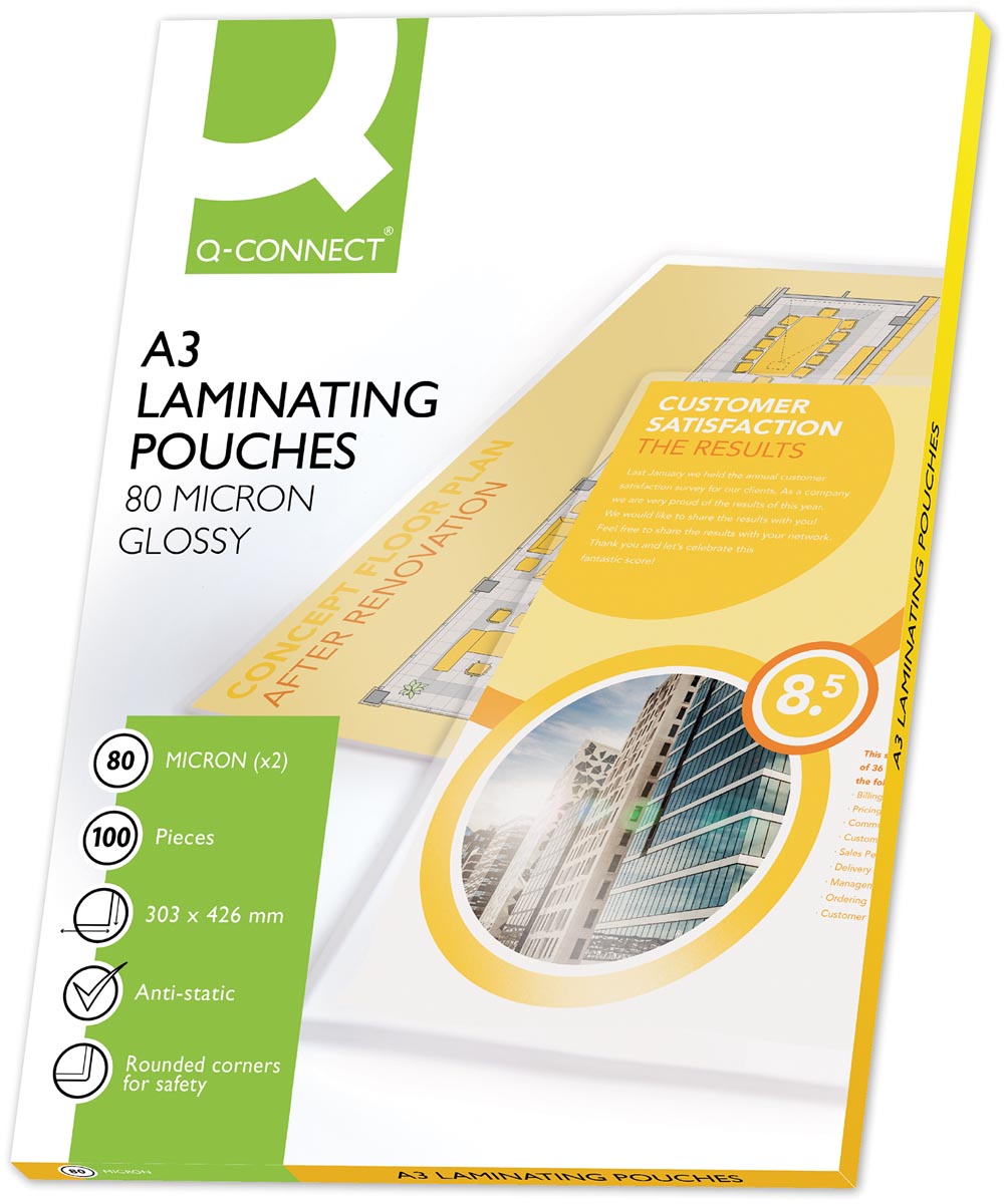 Q-CONNECT lamineeretui A3 2x 80 micron 100 stuks afbeelding