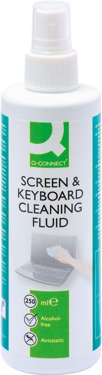 Q-CONNECT reinigingsspray voor scherm en toetsenbord, spuitbus van 250 ml afbeelding
