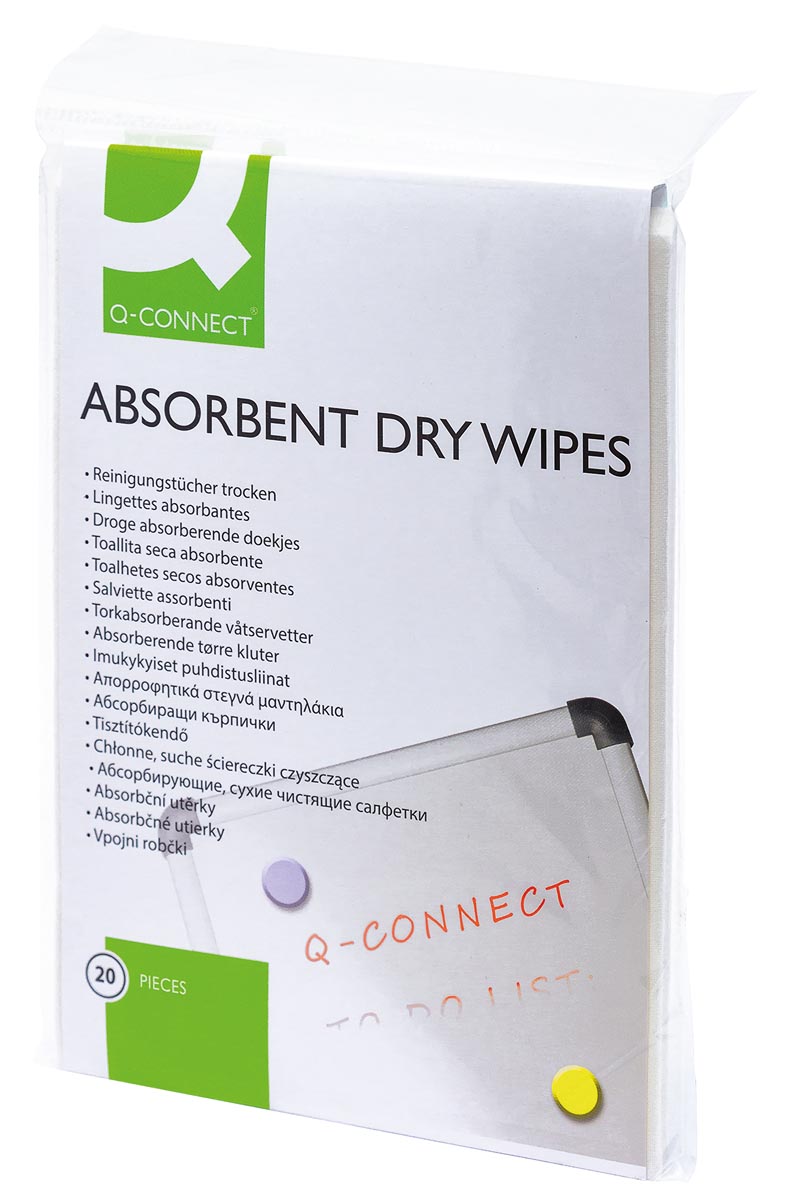 Q-CONNECT reinigingsdoekjes voor oppervlakken absorberend pak van 20 doekjes Q-CONNECT reinigingsdoekjes voor oppervlakken absorberend pak van 20 doekjes