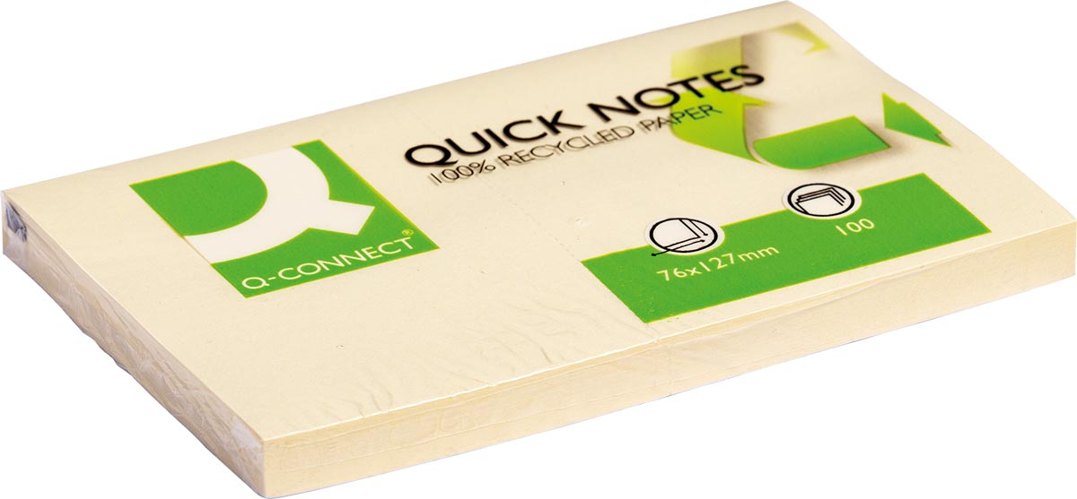 Q-CONNECT Quick Notes Recycled, ft 76 x 127 mm, 100 vel, geel afbeelding