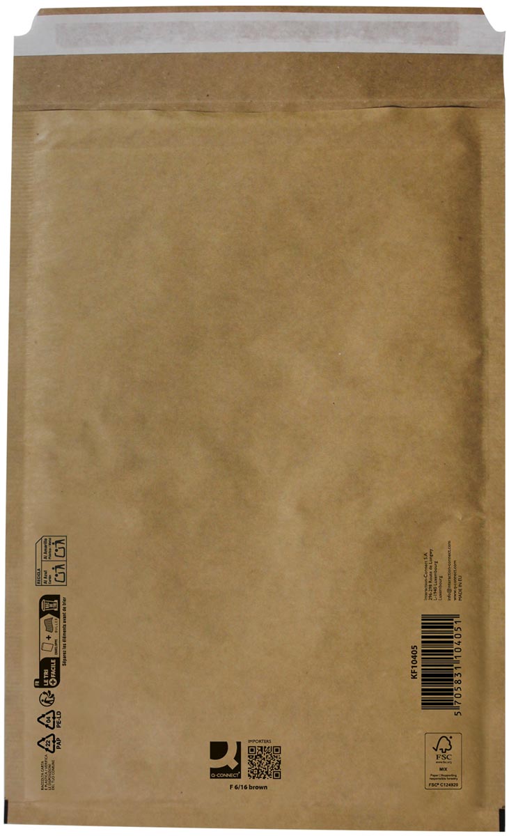 Q-CONNECT luchtkussenenveloppen, bruin, 6-F, 240 x 350 mm, doos van 100 stuks