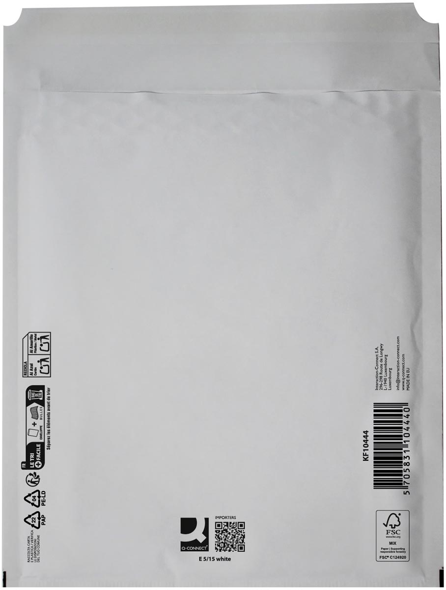 Q-CONNECT luchtkussenenveloppen, wit, 5-E, 240 x 275 mm, doos van 100 stuks