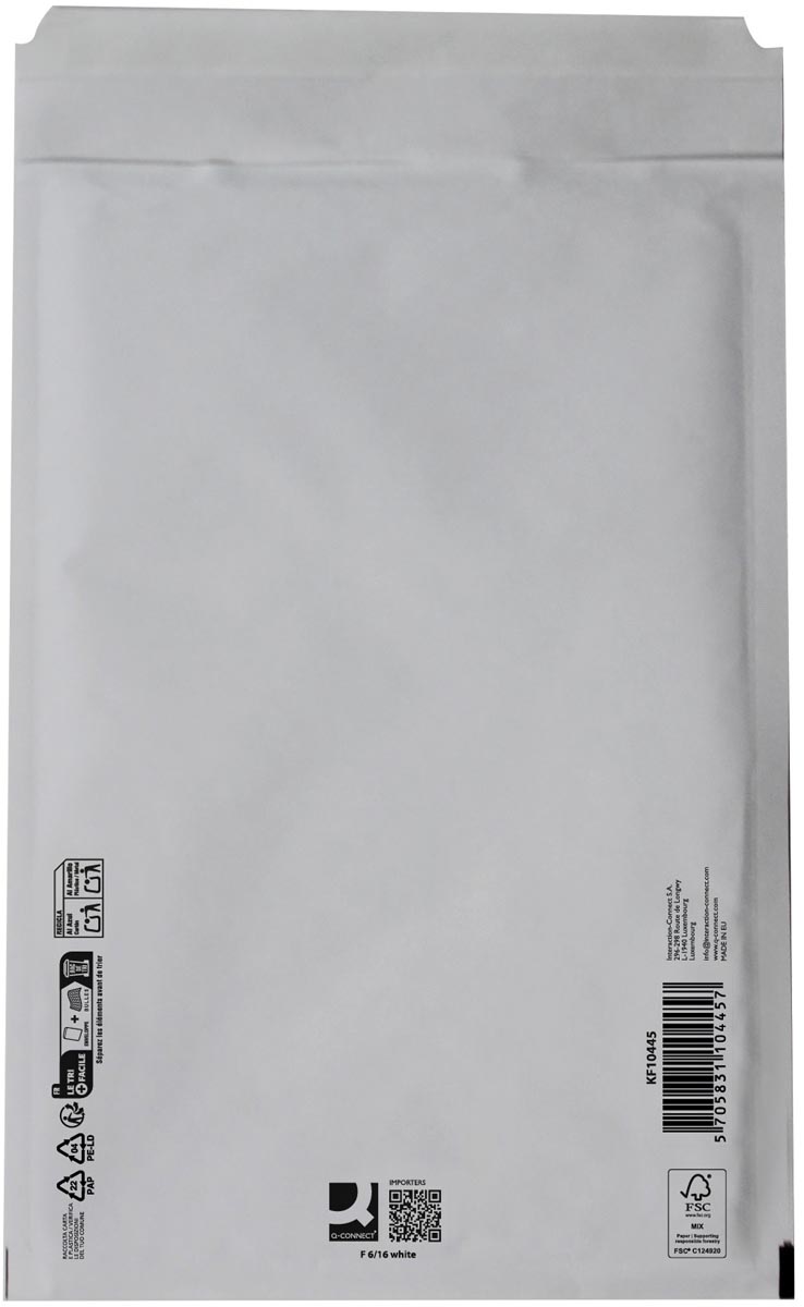 Q-CONNECT luchtkussenenveloppen, wit, 6-F, 240 x 350 mm, doos van 100 stuks