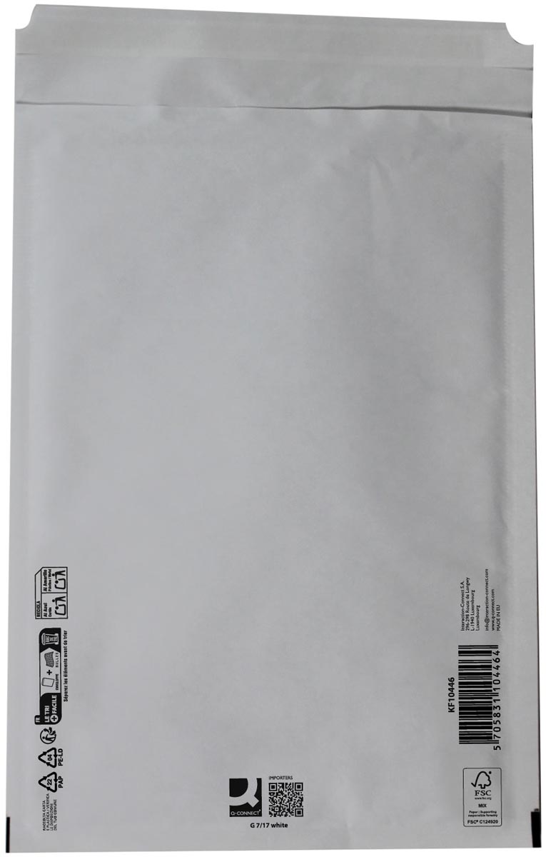 Q-CONNECT luchtkussenenveloppen, wit, 7-G, 250 x 350 mm, doos van 100 stuks