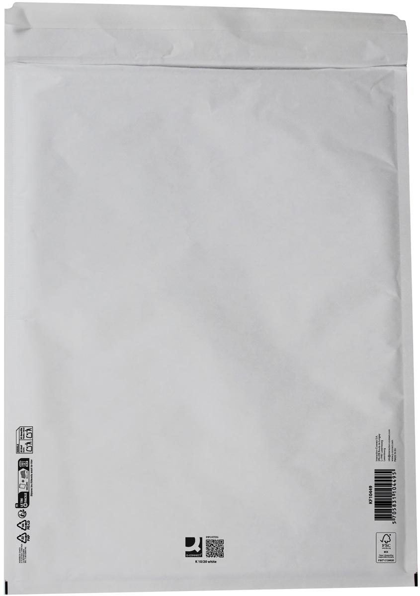 Q-CONNECT luchtkussenenveloppen, wit, 10-K, 370 x 480 mm, doos van 50 stuks