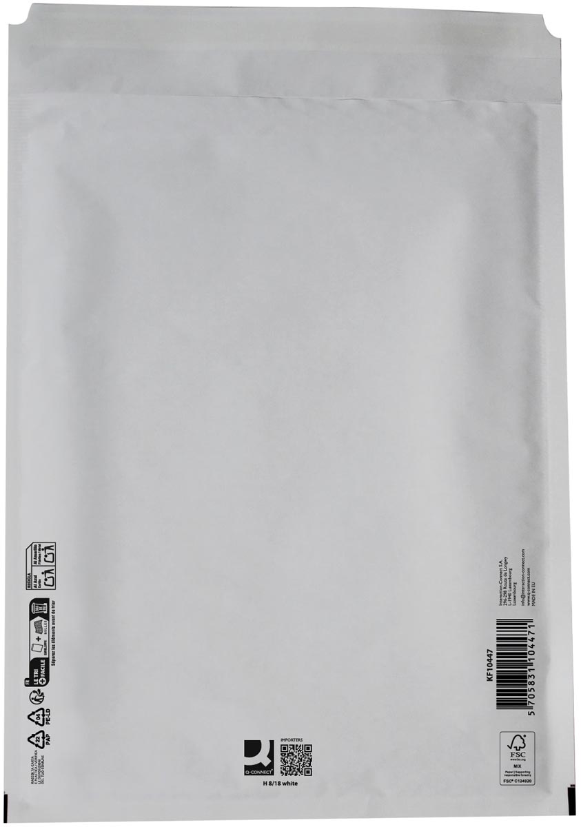 Q-CONNECT luchtkussenenveloppen, wit, 8-H, 290 x 370 mm, pak van 10 stuks