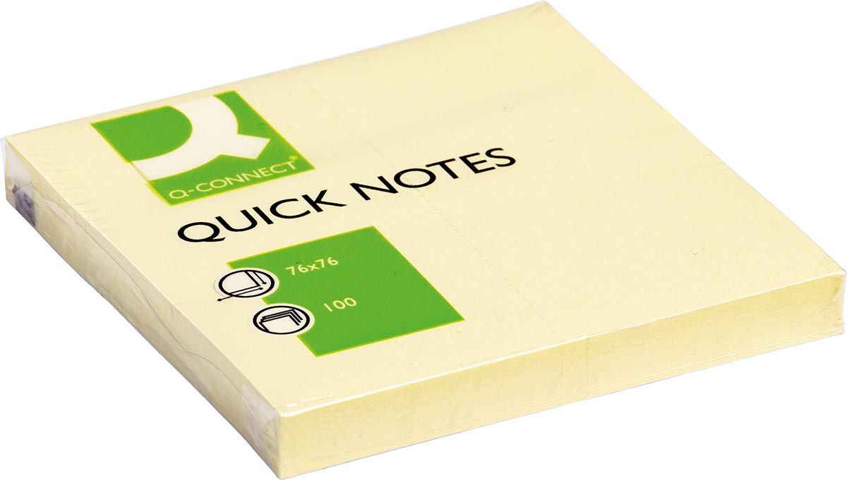 Q-CONNECT Quick Notes, ft 76 x 76 mm, 100 vel, geel afbeelding