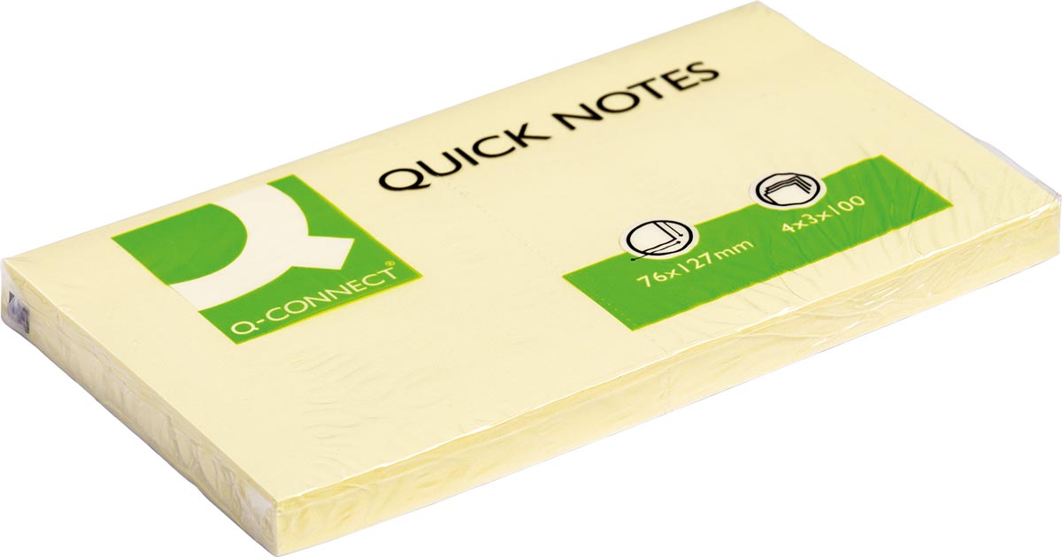Q-CONNECT Quick Notes, ft 76 x 127 mm, 100 vel, geel afbeelding