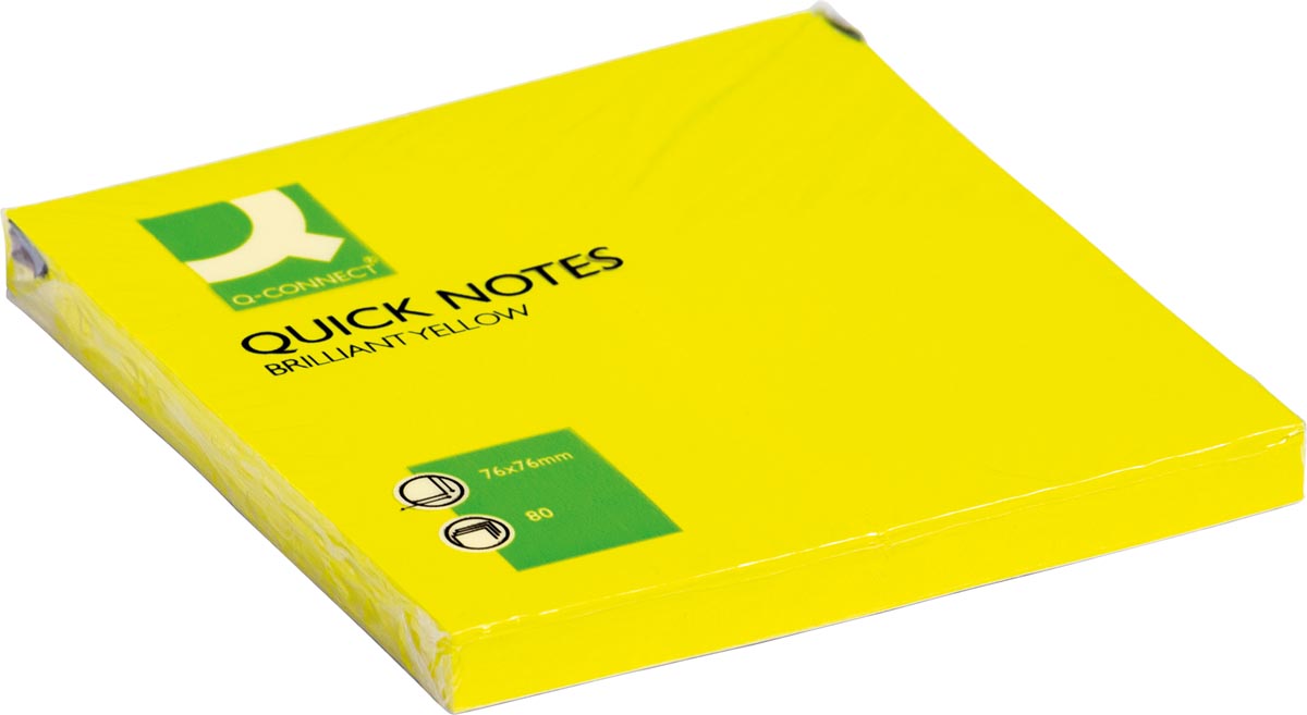 Q-CONNECT Quick Notes, ft 76 x 76 mm, 80 vel, neongeel Q-CONNECT Quick Notes, ft 76 x 76 mm, 80 vel, neongeel