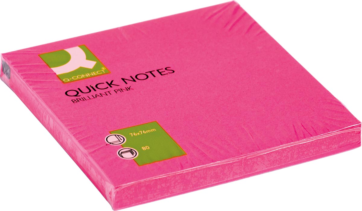 Q-CONNECT Quick Notes, ft 76 x 76 mm, 80 vel, neonroze Q-CONNECT Quick Notes, ft 76 x 76 mm, 80 vel, neonroze