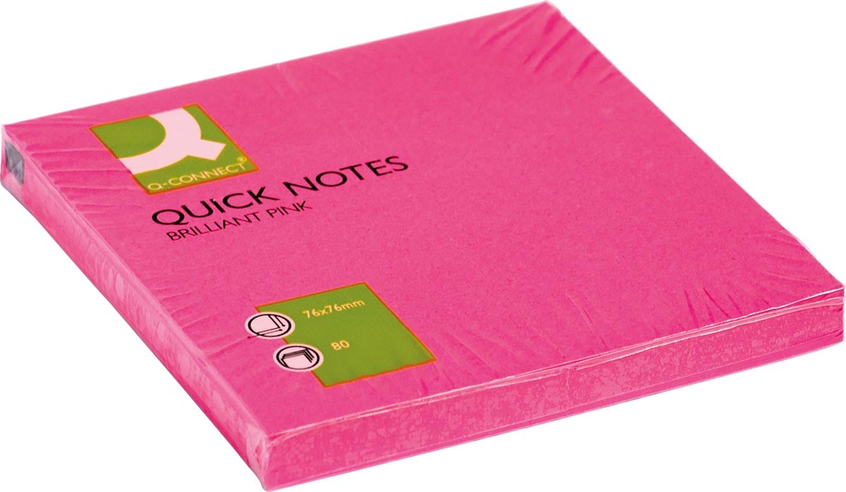 Q-CONNECT Quick Notes, ft 76 x 76 mm, 80 vel, neonroze Q-CONNECT Quick Notes, ft 76 x 76 mm, 80 vel, neonroze