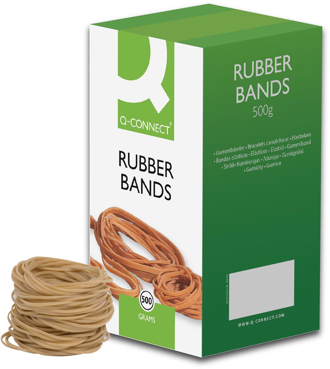 Q-CONNECT elastieken, breedte 1,5 mm, lengte 90 mm, nr 19, doos van 500 g