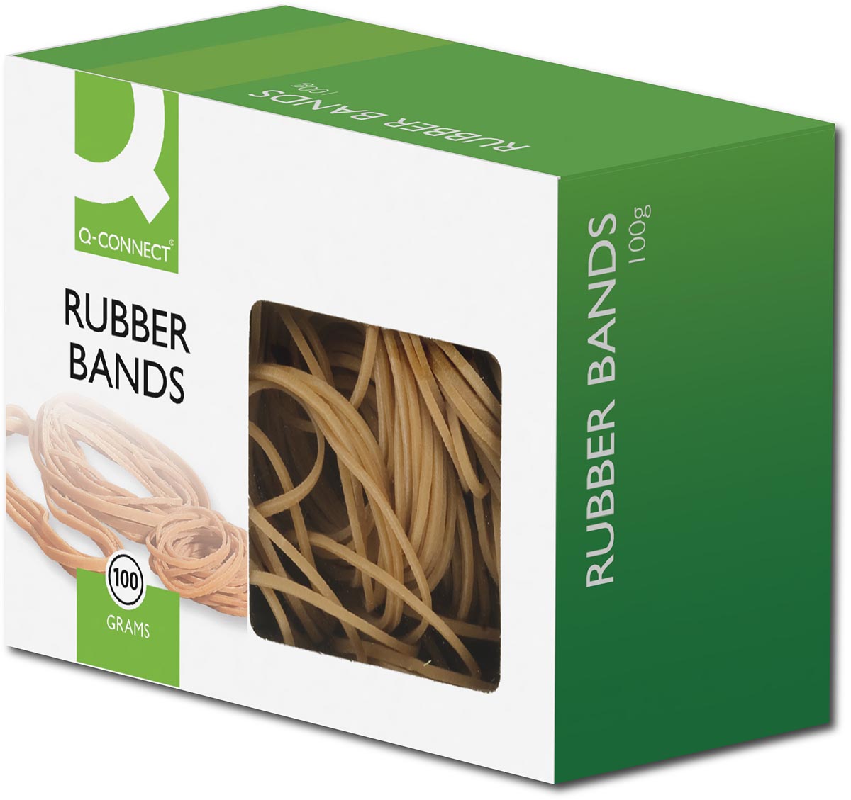 Q-CONNECT elastieken, breedte 1,5 mm, lengte 80 mm, nr 18, doosje van 100 g