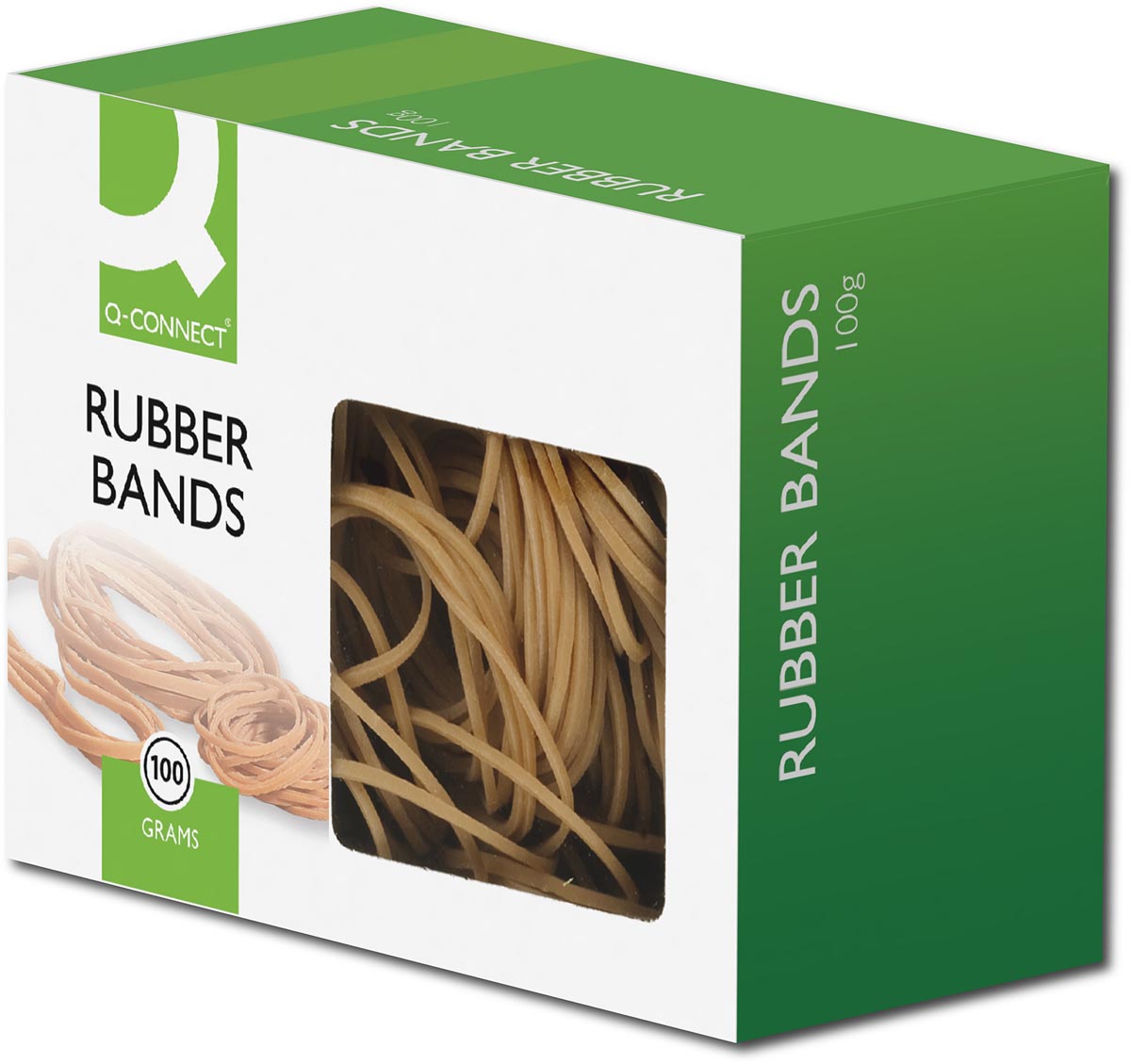 Q-CONNECT elastieken, breedte 1,5 mm, lengte 100 mm, nr 20, doosje van 100 g