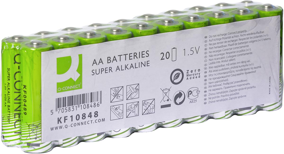 Q-CONNECT batterij, alkaline, AA, pak van 20 stuks afbeelding