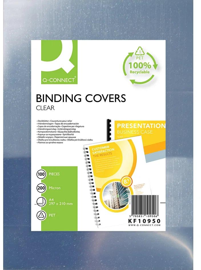 Q-CONNECT PET cover A4, glanzend, 200 micron 100 stuks