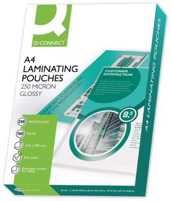 Q-Connect lamineeretui A4 2x 250 micron 100 stuks Q-Connect lamineeretui A4 2x 250 micron 100 stuks