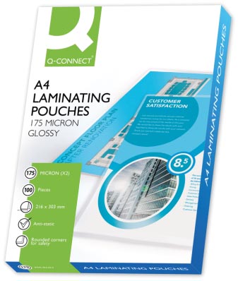 Q-Connect lamineeretui A4 2x 175 micron 100 stuks Q-Connect lamineeretui A4 2x 175 micron 100 stuks