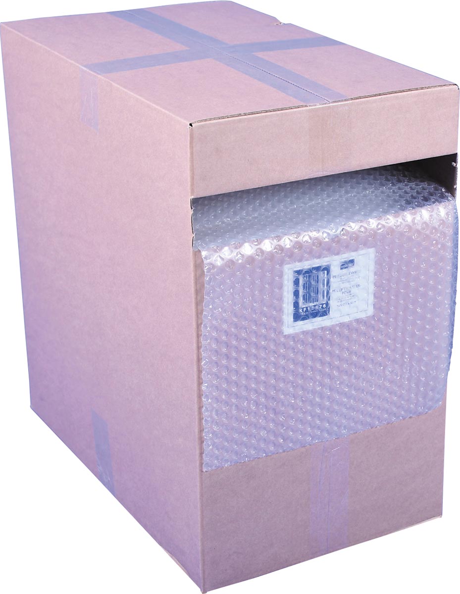 Q-CONNECT luchtkussenfolie, in dispenserdoos, 28,5 cm x 50 meter, transparant afbeelding