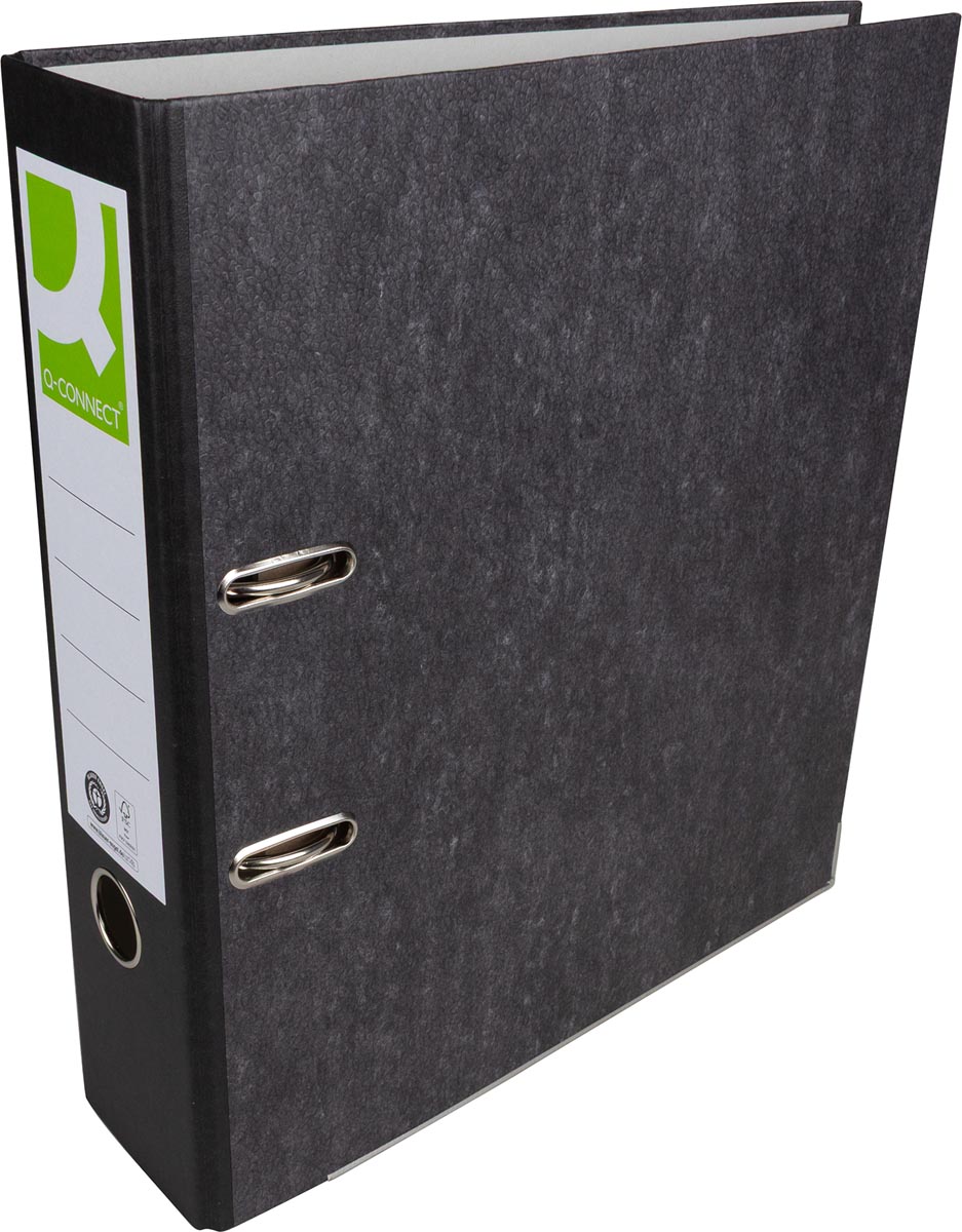 Q-CONNECT ordner, voor ft A4, uit karton, rug van 8 cm, gewolkt zwart