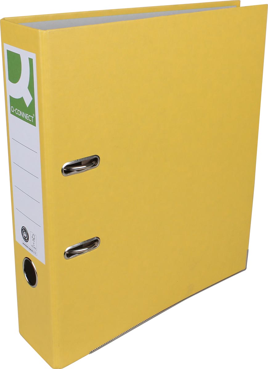 Q-CONNECT ordner, voor ft A4, uit Recycolor papier, rug van 8 cm, geel