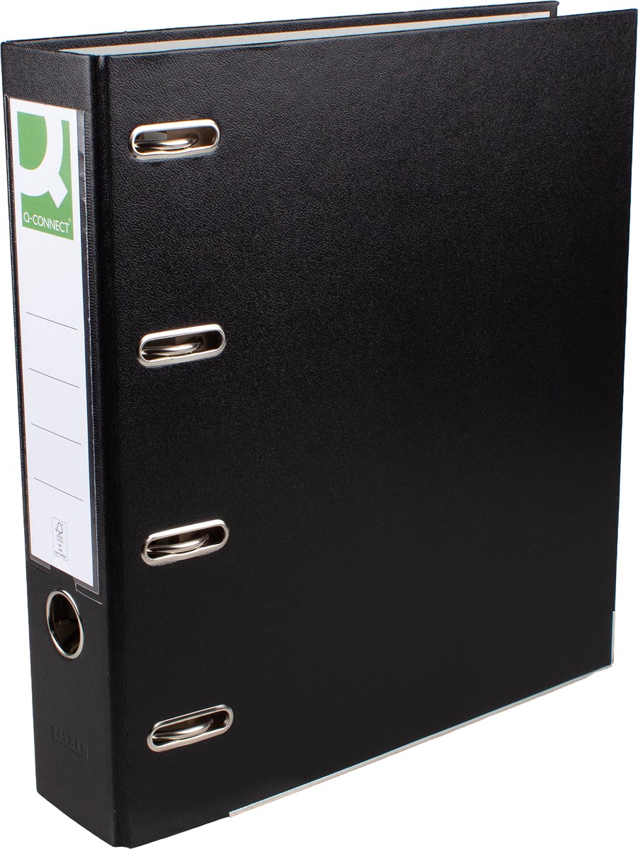 Q-CONNECT ordner, voor ft A4, uit PP en papier, dubbel, rug van 8 cm zwart