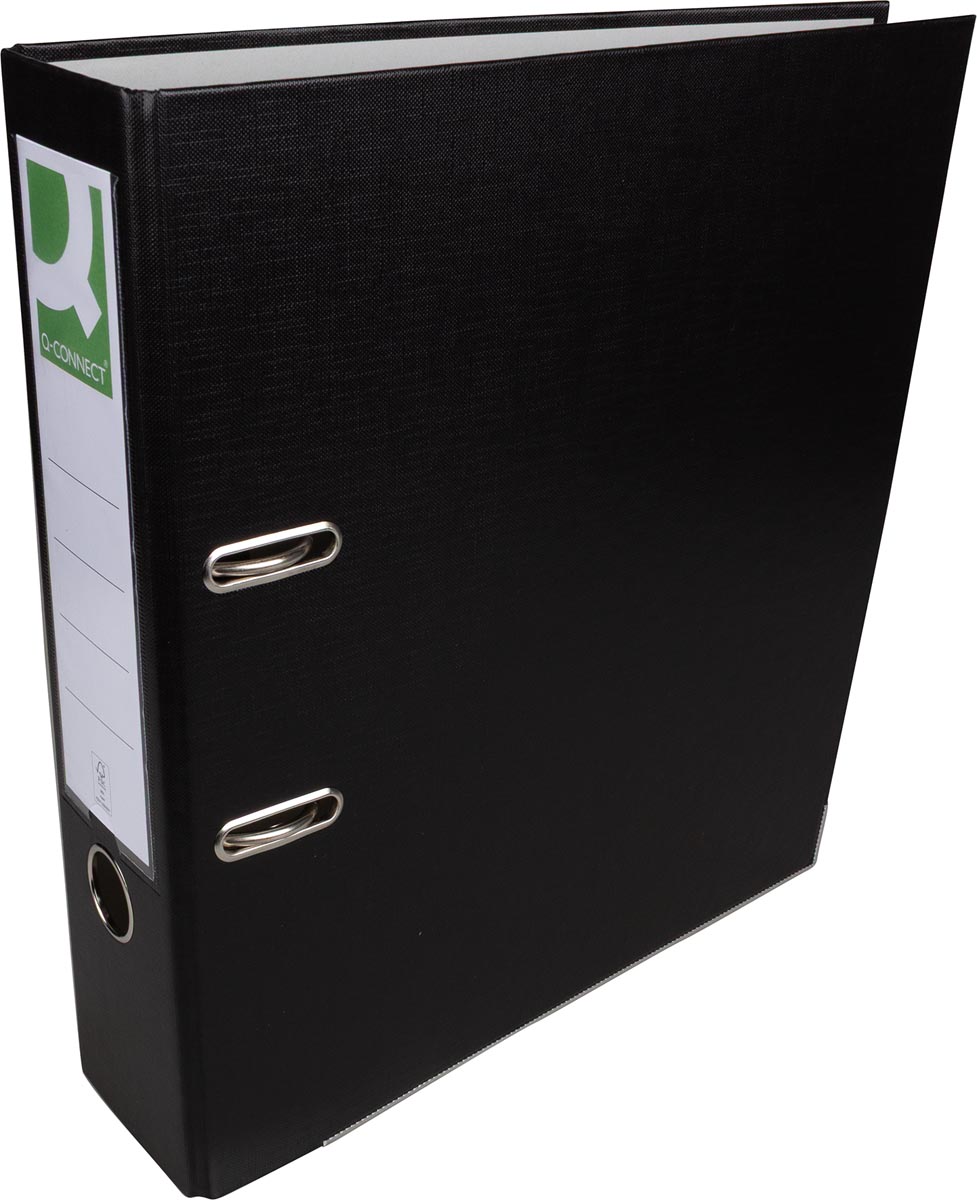 Q-CONNECT ordner, voor ft A4, uit PP en papier, met beschermrand, rug van 8 cm, zwart