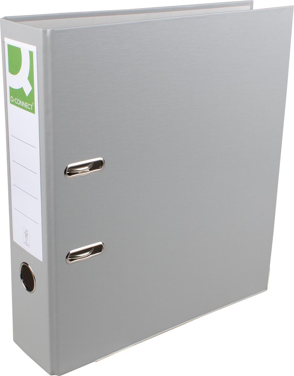 Q-CONNECT ordner, voor ft A4, uit PP en papier, met beschermrand, rug van 8 cm, grijs