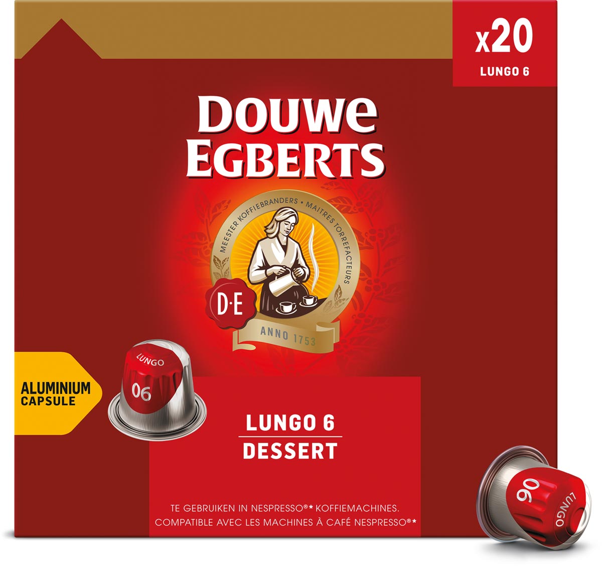 Douwe Egberts Lungo Dessert koffiecapsules, pak van 20 stuks afbeelding
