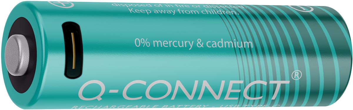 Q-CONNECT USB-C herlaadbare batterijen AA, blister van 4 stuks