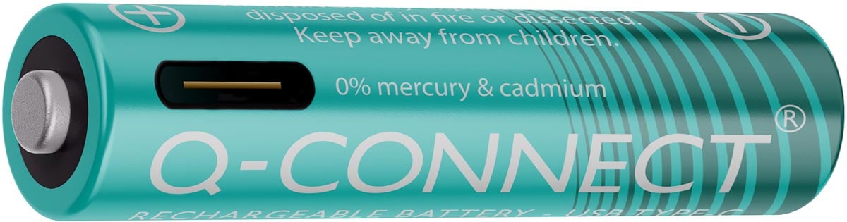 Q-CONNECT USB-C herlaadbare batterijen AAA, blister van 4 stuks afbeelding