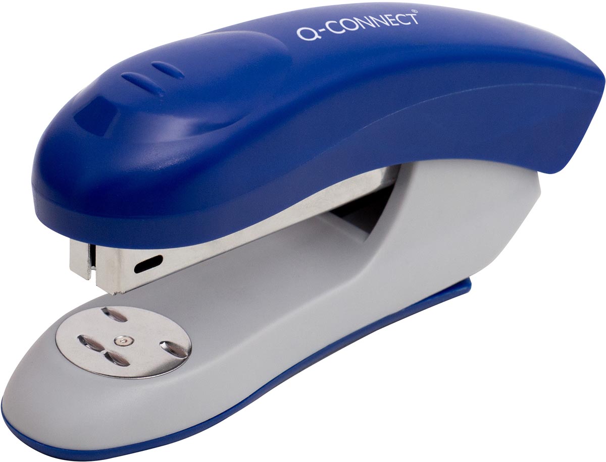 Q-CONNECT nietmachine, kunststof, half strip, 20 blad, blauw afbeelding