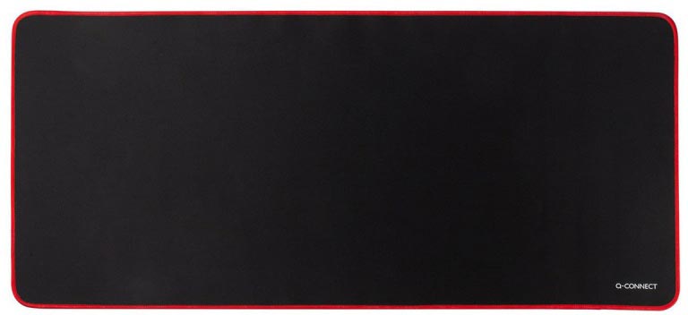 Q-CONNECT bureauonderlegger en muismat, ft 90 x 40 cm, zwart met rode rand