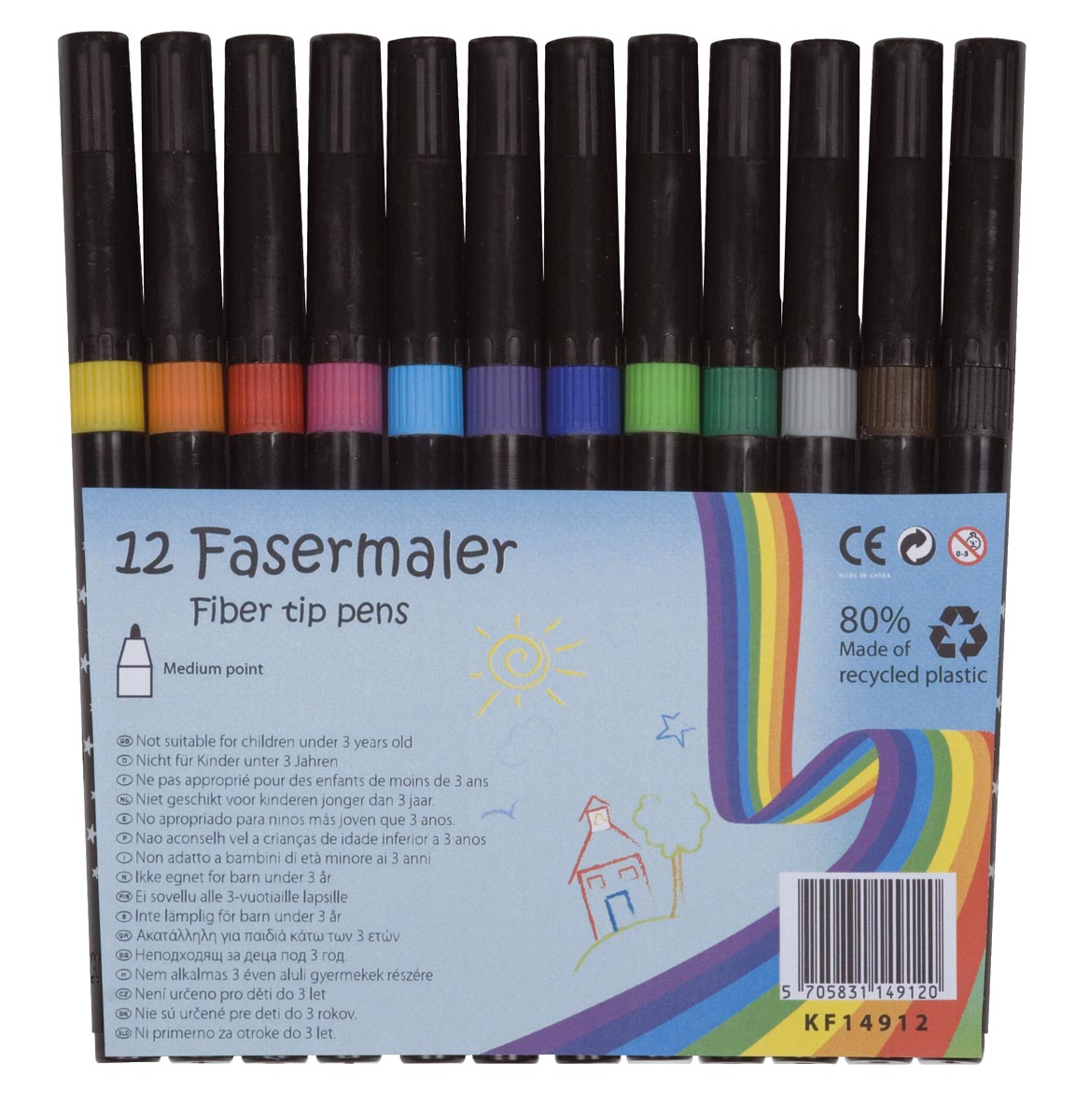 Q-CONNECT viltstift, geassorteerde kleuren, pak van 12 stuks afbeelding