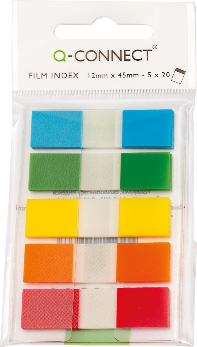 Q-CONNECT index mini, ft 12,5 x 45 mm, 5 x 20 tabs, geassorteerde kleuren afbeelding