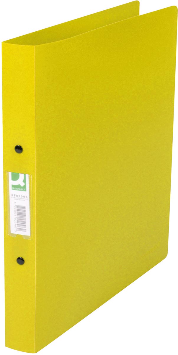 Q-CONNECT ringmap, PP, 2 ringen, 25 mm, transparant geel afbeelding