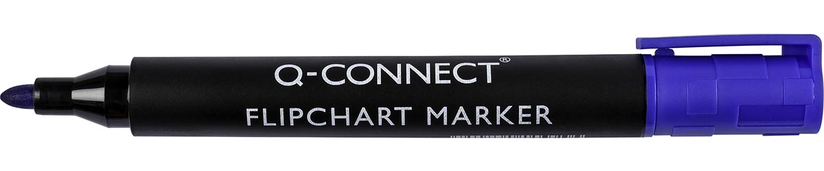 Q-CONNECT flipchartmarker, 2-3 mm, ronde punt, met clip, blauw afbeelding