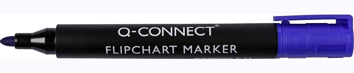 Q-CONNECT flipchartmarker, 2-3 mm, ronde punt, met clip, blauw